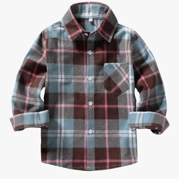 Long Sleeve Button Down Plaid Flannel Shirt | 12-18M - Picture 1 of 8